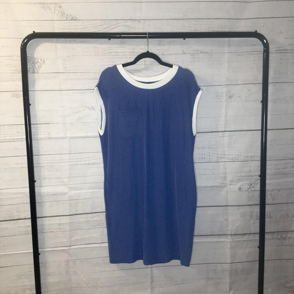 NWOT Sail Blue Rib Textured Cap Sleeve Coverup Dress - Picture 5 of 6